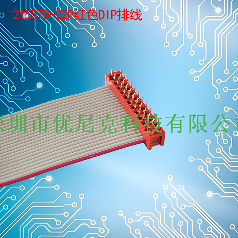 UNK-2.54-215570系列红色DIP灰排线4P-26P