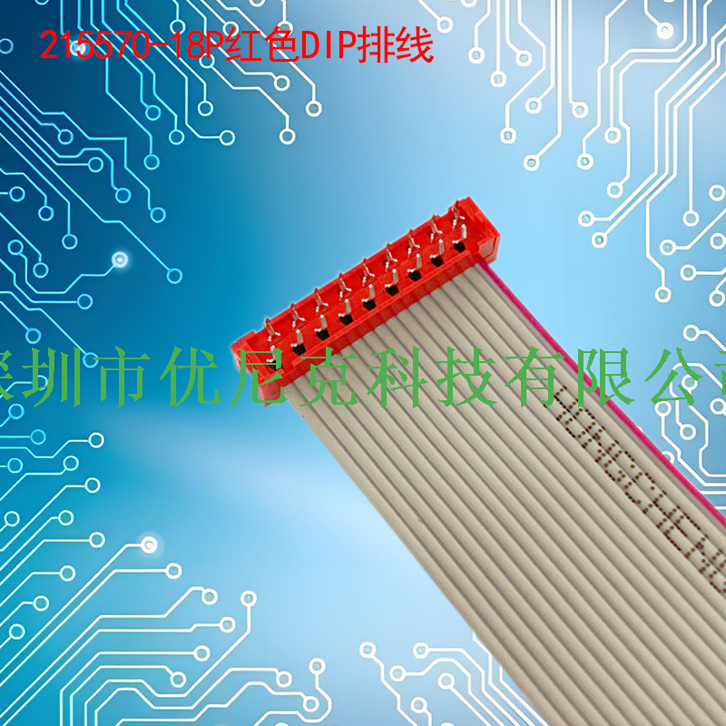 UNK-2.54-215570系列红色DIP灰排线4P-26P
